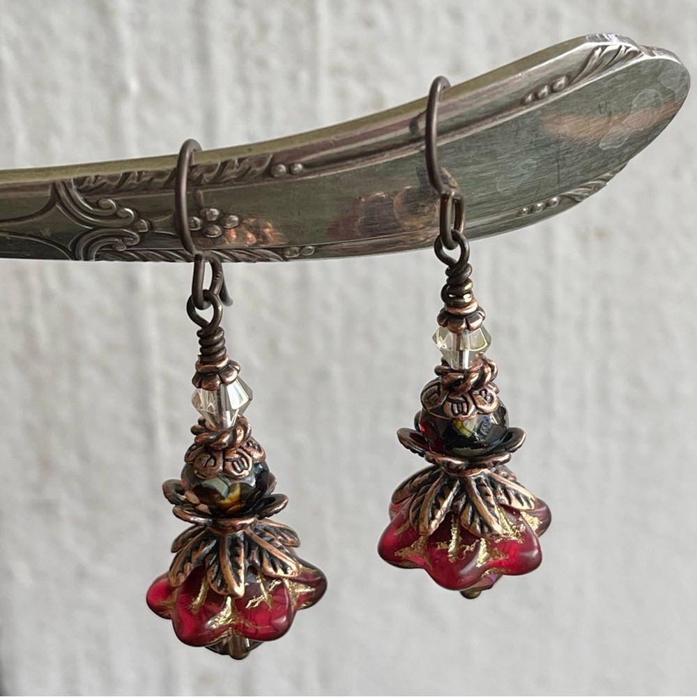 ARTISAN Earrings “Hello Merlot” - Dangles - Picture 4 of 11